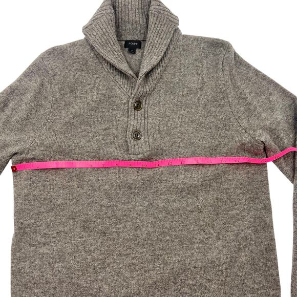 J. Crew Mens Taupe Lambswool Preppy Shawl Collar Pullover Sweater Sz S - Picture 9 of 11